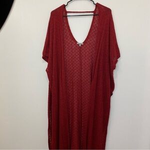 Short-sleeve low-back duster cardigan with high-split sides